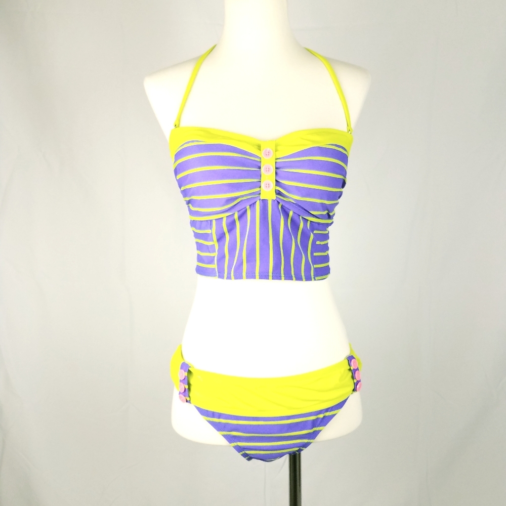 Arizona Purple Yellow 2 Piece Swimsuit Size L